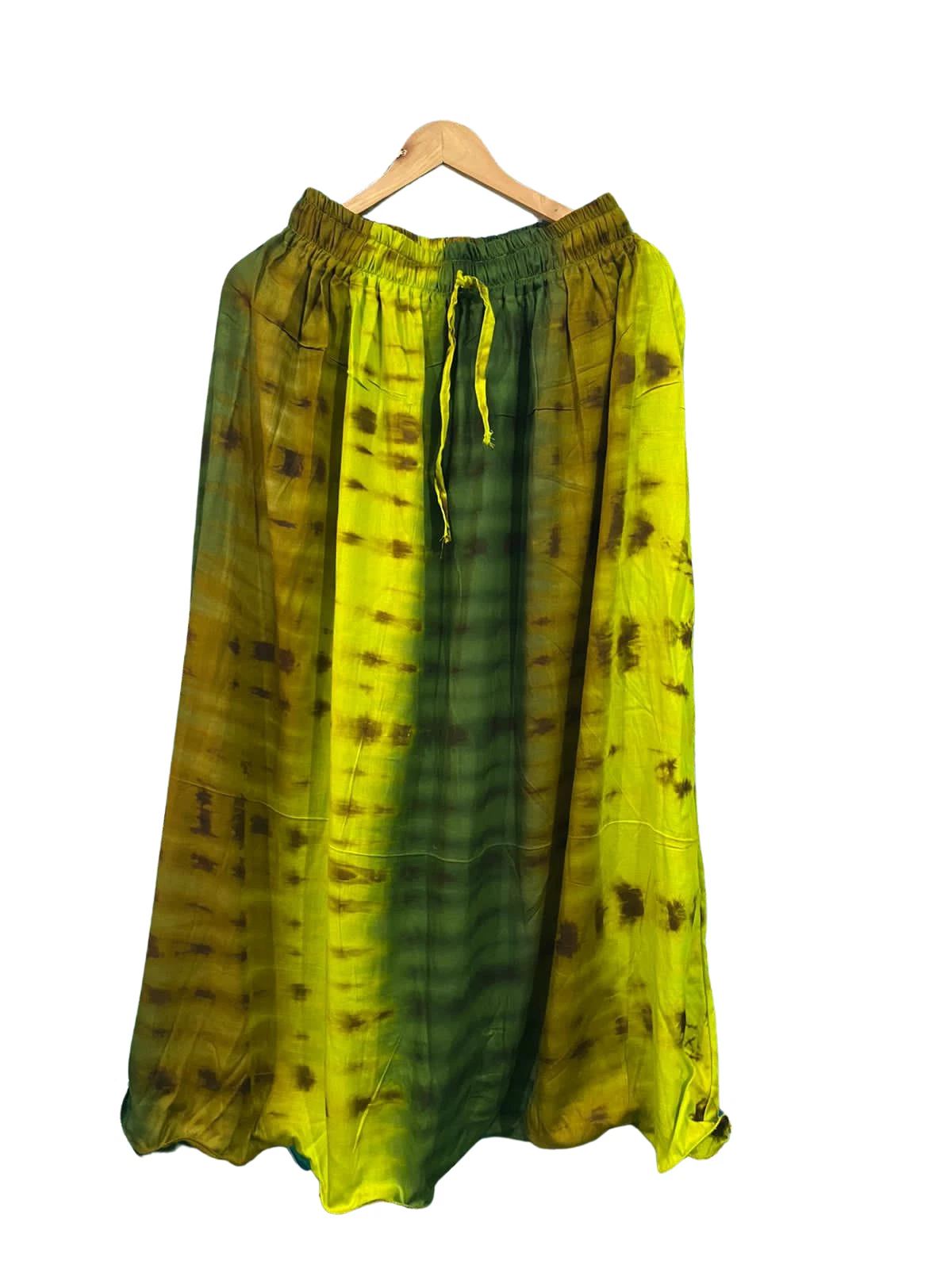 Indian Cotton Rayon Skirt Green Tie-Dye Skirts Women's Clothing Long Skirt US