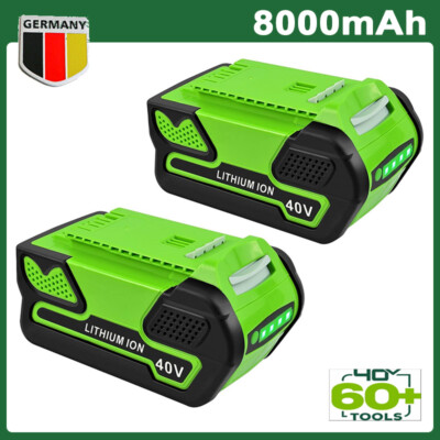 2x 8,0AH Akku Für Greenworks 40V 29462 Batterie G-MAX 29472 29727 22272 20302 DE