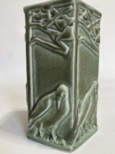 Vtg 1934 Rookwood Matte Green Glaze Raven Polygon Art Deco Vase # 1795 - Picture 14 of 14