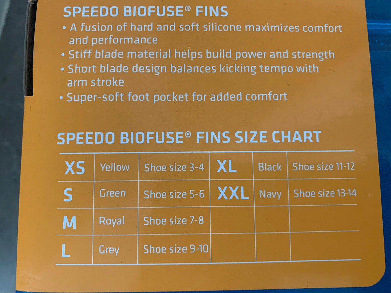 speedo shoe size chart