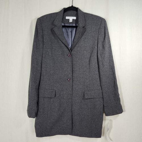 Josephine Chaus Sakko Blazer Anzug Mantel Damen 12 gefüttert lang Zink meliert