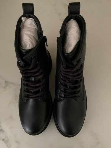 Steve Madden Women's Bettyy1 Black Combat Lug Boot Size 7 New Lace & Zipper Up - Picture 5 of 6