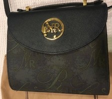 VINTAGE NINA RICCI LOGO LEATHER/CANVAS SHOULDER MESSENGER BAG