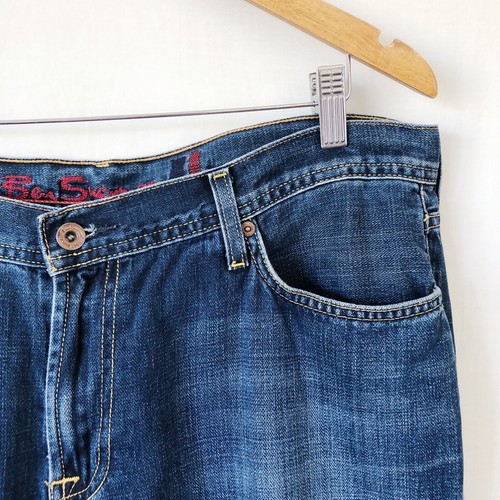 BEN SHERMAN Mens Jeans W36 L32 Dark Blue Wash Denim Relaxed Wide Leg - Picture 3 of 14