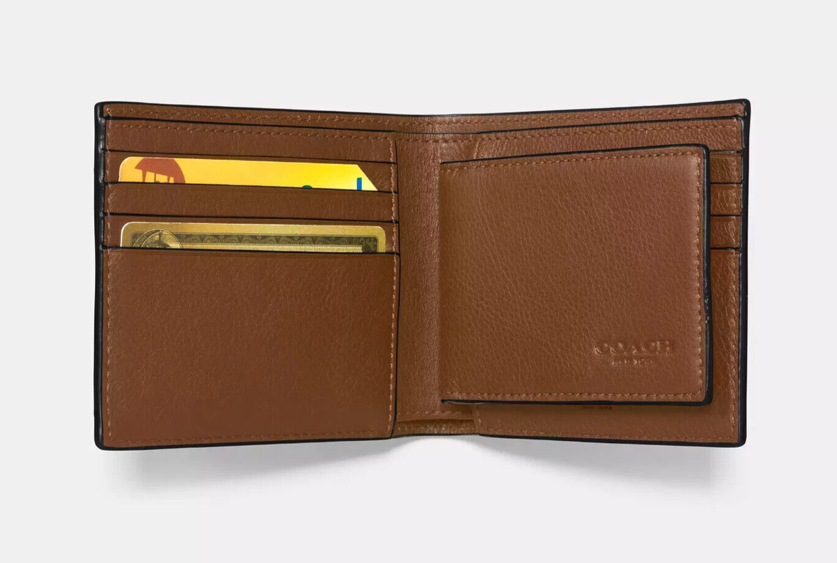Coach Men's Dark Saddle 3-in-1 Sport Calf Leather Wallet (CR911