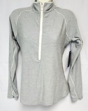Womens New Balance WT01137 AG Grey White Transform 1/2 Zip Fitted Athletic Shirt