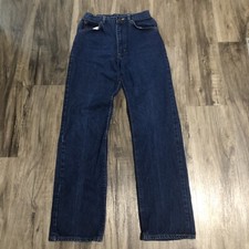 VTG LEE JEANS High Waist WOMENS Sz 9P Union Made In USA LEATHER PATCH 24x29.5  