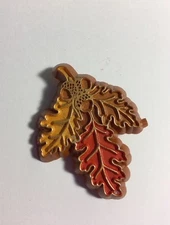 Hallmark Brooch Pin 2" Tri Color Autumn Leaves Leaf Brooch Pin JM-26