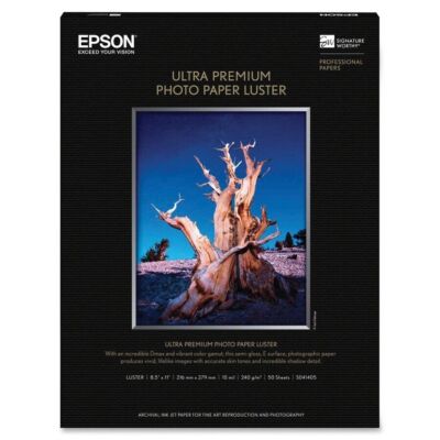 Epson S041405 8.5''x11'' 64lb Ultra Premium Luster Photo Paper White 50/Pack