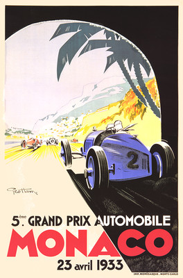 Monaco Grand Prix 1933 Vintage Race Car Poster