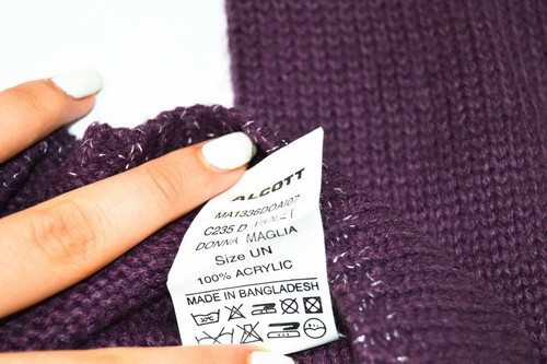 Alcott Damen Pullover Kapuze Langarm Strick Stretch V-Ausschnitt Lila Free Size - Bild 5 von 7