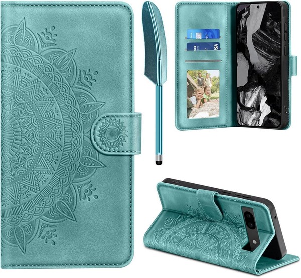 Google Pixel 8A LederhüLle Flip Wallet Case Standfunktion GrüN-image