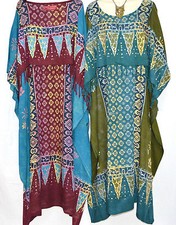 New RIMBA Amazing Batik Floral Kaftan Dress Maxi Long Tunic One Size Plus Boho