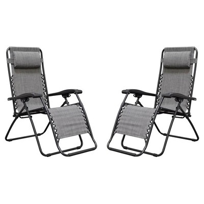 Caravan Canopy Infinity Zero Gravity Steel Patio Chair, Grey (Pair) (Open Box)