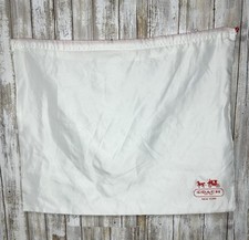 Coach Large Dust Cover Storage Bag White Red Drawstring Satin 24" X 19"Logo
