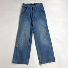 Vintage y2k rare embroidered faded stonewash baggy wide leg jeans