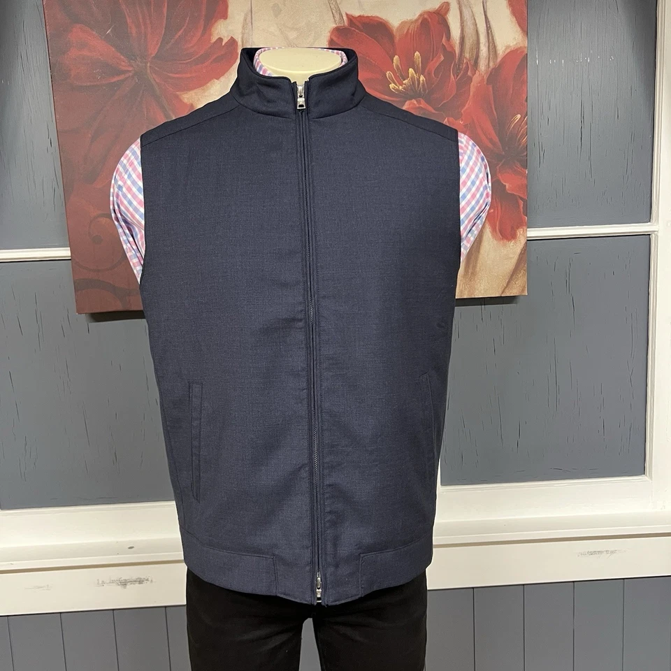 Peter Millar Crown Crafted Excursionist Lite Vest Mens XL Merino Wool Navy - Image 2 of 4