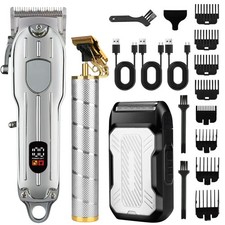 Professional LCD Hair Clipper Trimmer Kit for Men USB-Rechargeable Barber Gift