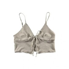 Divided H M Size Medium Women's Cropped Tank Top Cute Front Tie Beach Top Used