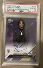 Stephon Castle 2024 Topps Now Draft Purple Auto /25 Spurs Rookie RC SP PSA 10
