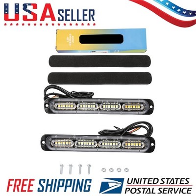 LED Grille Strobe Lights Amber White Flash Beacon For UTV SUV 12-24V Waterproof