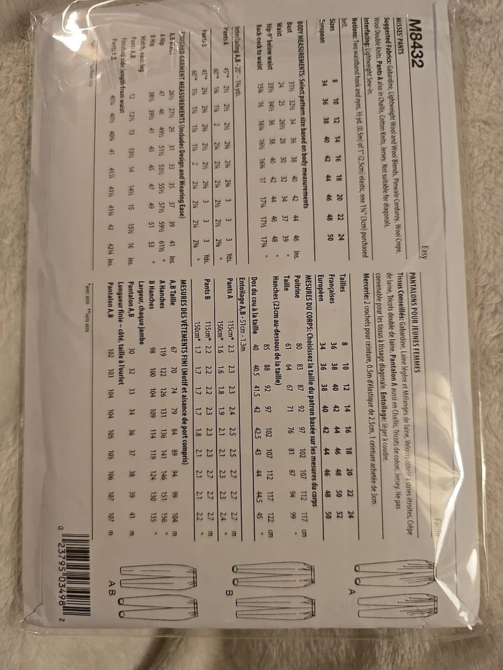 MCCALLS PATRÓN 8432 PANTALÓN RETRO AÑOS 90 FALTAS TALLAS 8 10 12 14 16 SIN CORTAR NUEVO FF Foto 2 de 2