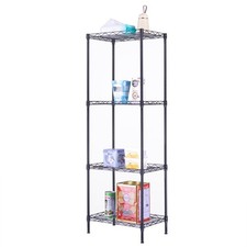 4-Tier Black Carbon Steel Metal Storage Rack Without Wheels Kitchen Living Room