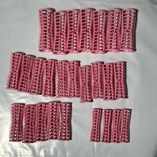 Vintage Pink Plastic Perm Curler Rollers 26 and Pins 30