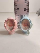 Vintage Hallmark Baby Ceramic Egg-Shaped Picture Photo Frame 2" Tall