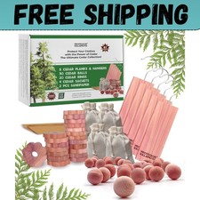 61 Pack Cedar Blocks Sachets Rings Balls Clothes Protection Storage Set Home