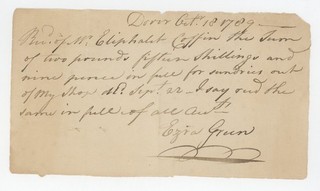 Family of Tristram Coffin Eliphalet Coffin Revolutionary War Era Pay Receipt
