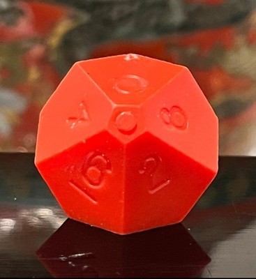 Early vintage Armory d10 red rpg ad&d dice 120723@