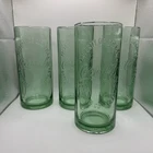 2009 Coca-Cola Vintage Heavy Green Glass Tumbler 16 oz. Made in USA Set of 4