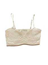 Favorite Daughter The Lauren Bra Cream Brown Cable Knit Wool Blend Bra Top XS