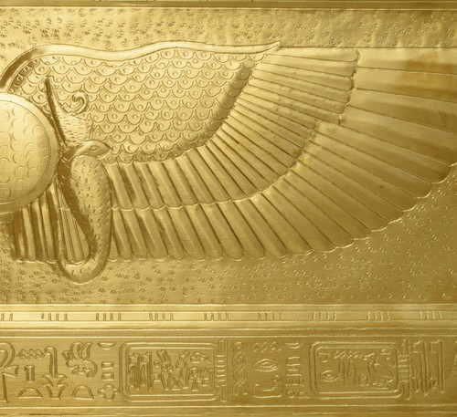 Egyptian Brass Wall Hanging Plaque – (2 ft × 1.3 ft) Hand Repoussé Winged Scarab - Picture 4 of 5