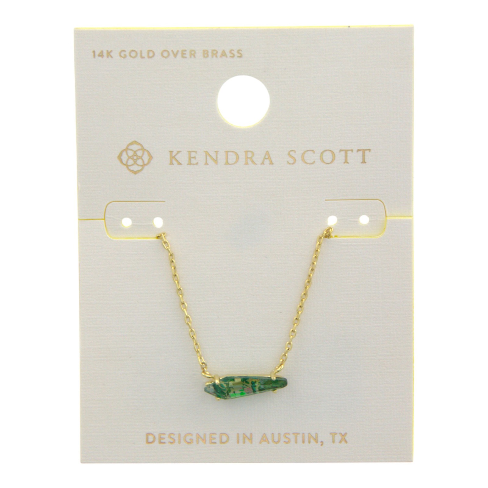 Инди-ожерелье с подвеской Kendra Scott из 14-каратного золота на латуни с бирюзовым стеклом