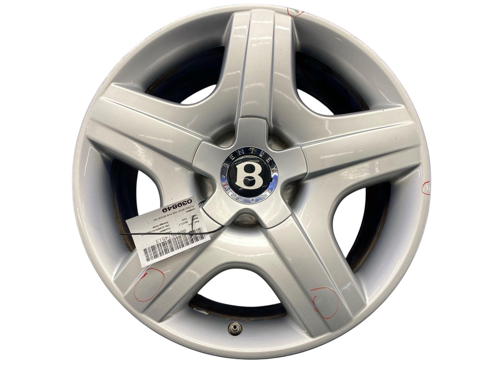 2006-2012 BENTLEY CONTINENTAL FLYING SPUR 19X9 FIVE SPOKE WHEEL RIM W/ CAP *NOTE