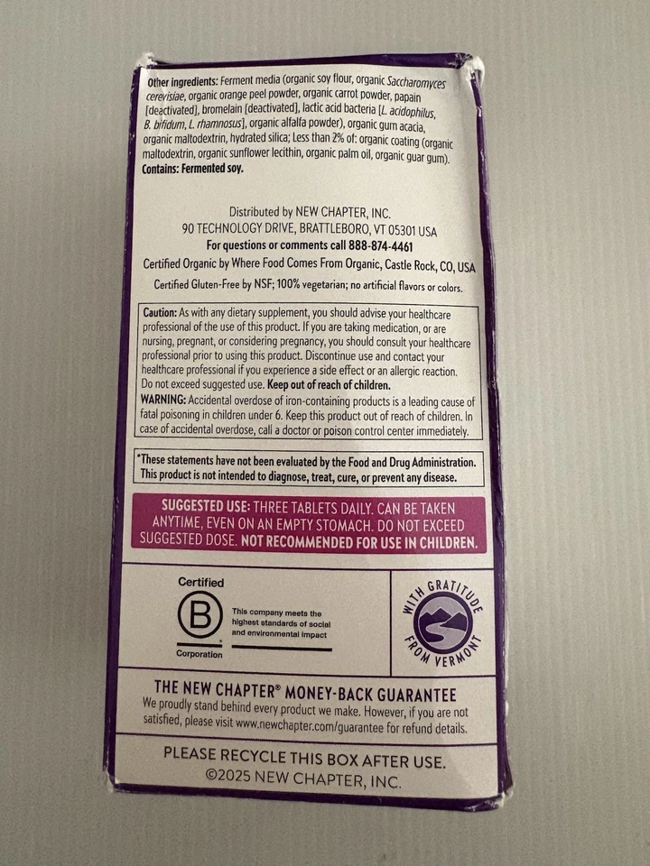 全新 Chapter Perfect 产后多种维生素 - 270 片有效期至 2027 年 3 月 — 第 3/4 张图片