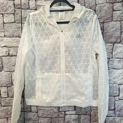 Adidas, Gr. 42, Damen, Jacke, Sport, Regen, Weis/Transparenz, 22M152