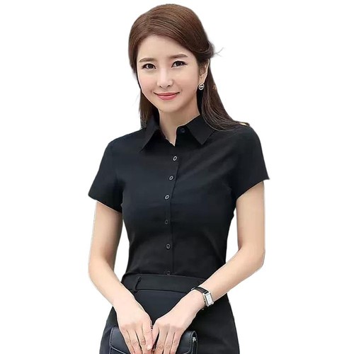 Mujeres Camisa Camisa Negra Manga Larga Profesional Formal Vestido Ropa de Trabajo W6D1 - Imagen 14 de 23