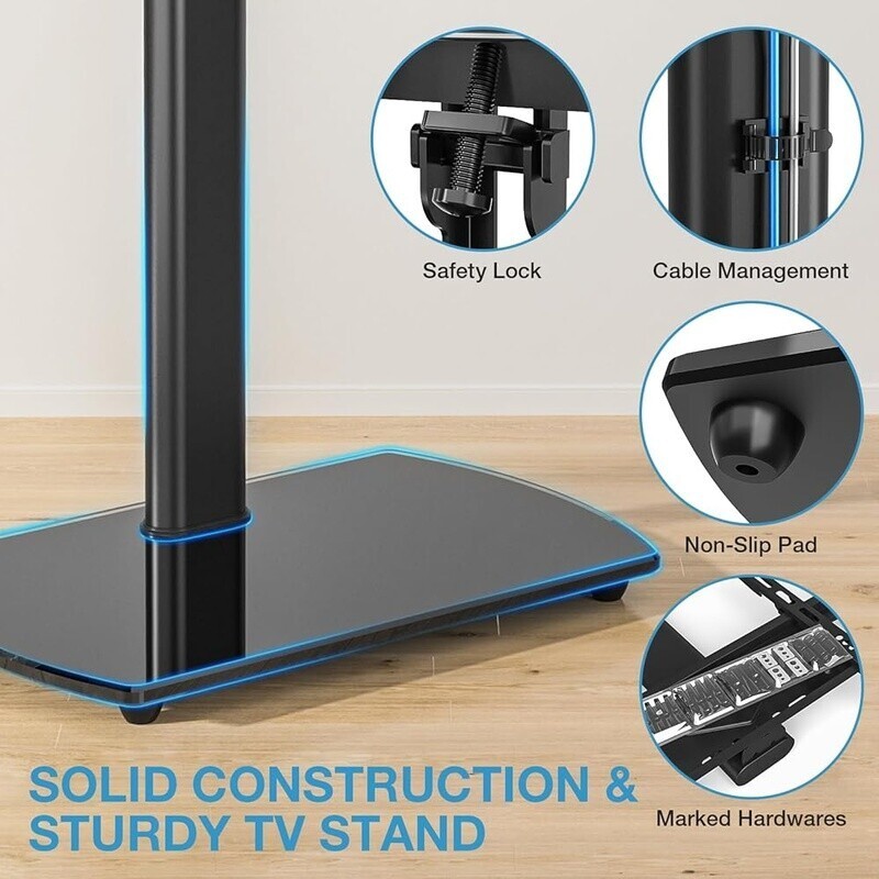 Universal TV Stand Swivel Mount 27-65 Inch TVs Height Adjustable Space Saver New