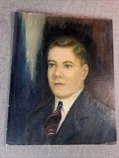 Vintage Mid-20th Century Oil Painting Portrait on Fulton Canvas Board