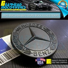 Front Amg Hood Emblem Matte Black Flat Laurel Wreath Badge Mercedes 2 Pins 57mm Front Amg Hood Emblem Matte Black Flat Laurel Wreath Badge Mercedes 2 Pins 57mm