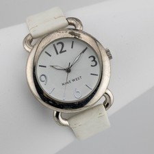 Nine West NW/1015 White-Tone Band Quartz Analog Women's Watch New Battery