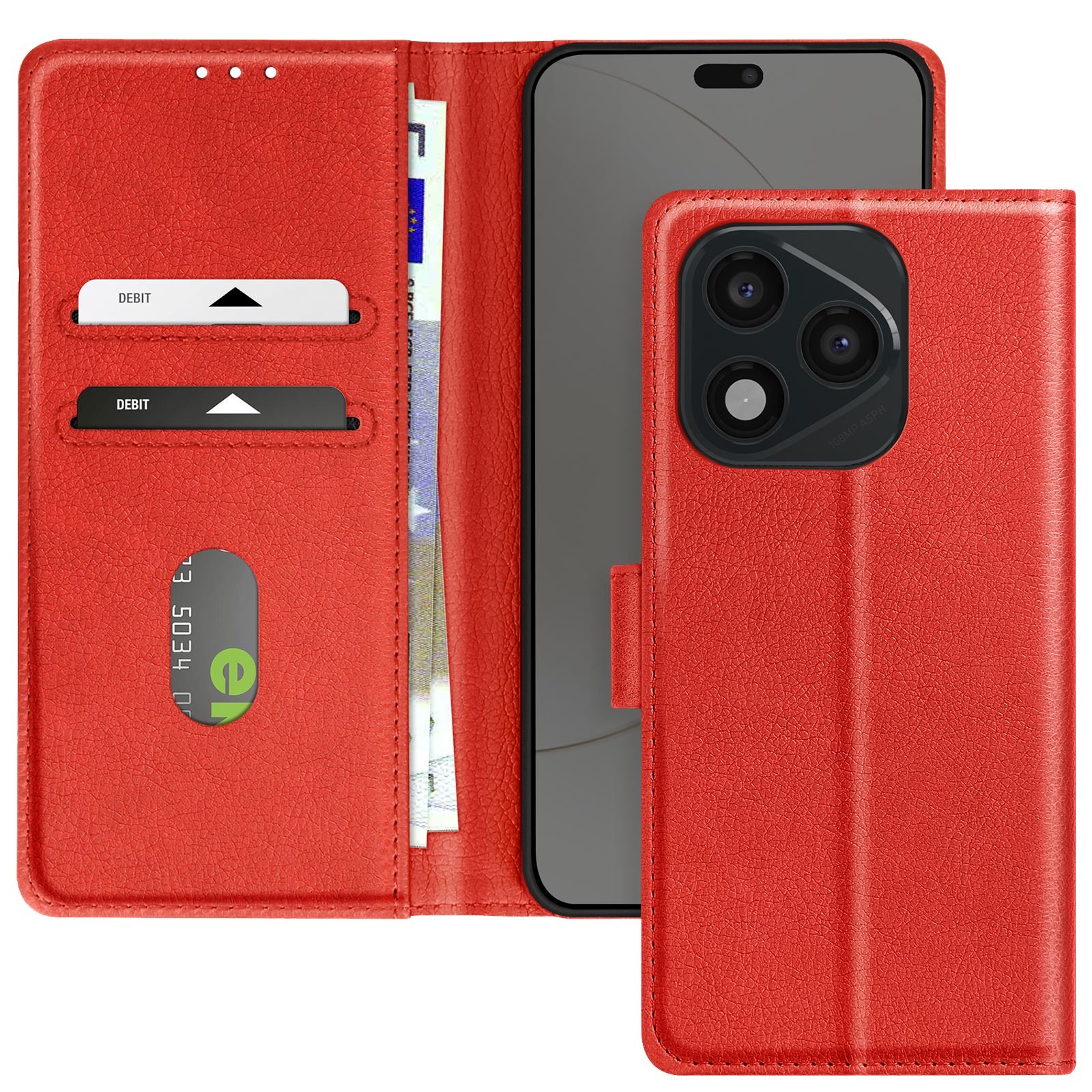 Housse Honor 400 Lite portefeuille Avizar rouge avec porte-carte