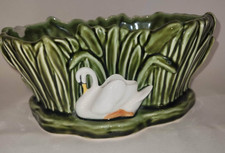 Vintage SylvaC #4394 Retro gr&uuml;n &Uuml;bertopf / Vase mit Schwan