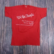 Vintage We The People Constitution Shirt Mens Small Red Single Stitch 80s