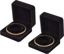LETURE 2 Pieces Velvet Bracelet Boxes for Jewelry 3.6" x x 1.6", Black 