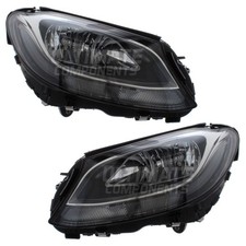 Mercedes Benz C Class 2014-2018 Halogen Headlights With LED DRL Lamps 1 Pair
