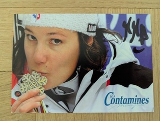 Carte postale dédicacée Marie MARCHAND ARVIER Ski